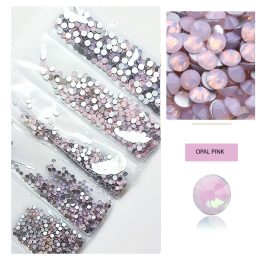 Set of 1680 crystal rhinestones in 6 sizes - Opal pink