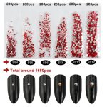 Set of 1680 crystal rhinestones in 6 sizes P07 - Light siam AB