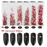 Set of 1680 crystal rhinestones in 6 sizes P08 - Jet/black