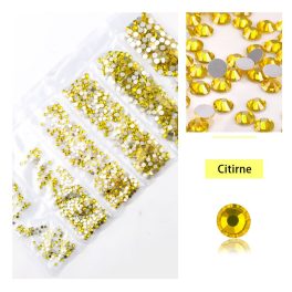 Set of 1680 crystal rhinestones in 6 sizes P12 - Citrine
