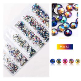   Set of 1680 crystal rhinestones in 6 sizes P14 - Mix colour AB