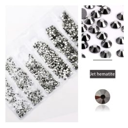   Set of 1680 crystal rhinestones in 6 sizes P19 - Jet hematite