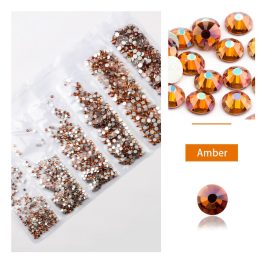 Set of 1680 crystal rhinestones in 6 sizes P21 - Amber