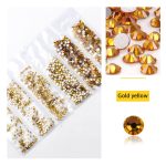 Set of 1680 crystal rhinestones in 6 sizes P22- Gold yellow