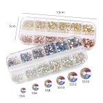 Set of 1440 crystal rhinestones, 2 colours, 6 sizes S10
