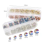 Set of 1440 crystal rhinestones, 2 colours, 6 sizes S6
