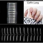 Gel nail tip, REFILL size 2, L narrowed cube - clear -50 pcs