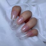 Gel nail tip, REFILL size 5, L narrowed cube - clear -50 pcs
