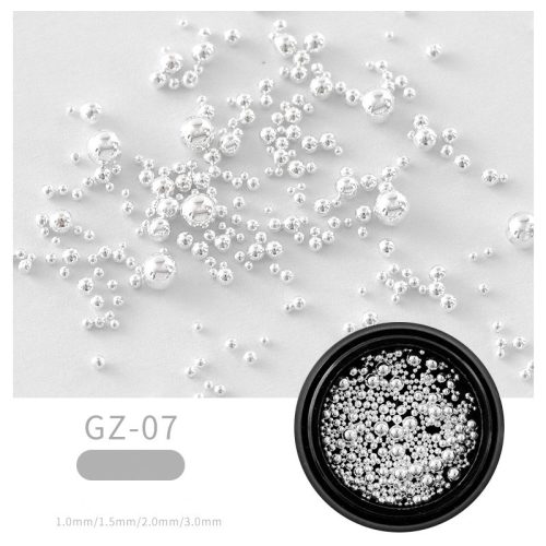 Silver white spray beads/caviar mixed size - small package