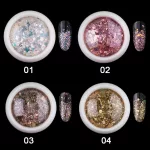 Ornamental sequins, silver, hexagonal, mixed size 