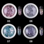 Ornamental sequins, silver, hexagonal, mixed size 