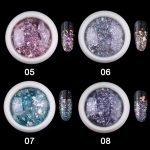 Ornamental sequins, purple, hexagonal, mixed size 