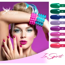   Inspirit Gel Polish Collection – 8 gel polishes + free sample display (nail swatch wheel)