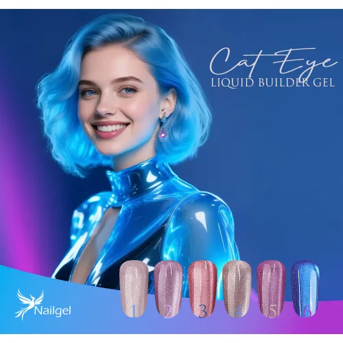 Cat Eye Liquid Builder 6-piece collection in a pump jar, with a free daisy gift