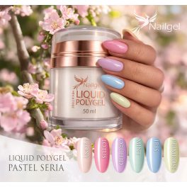   Liquid Polygel Pastel collection (6 pcs) in a pump container, with a gift effect daisy