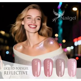   Liquid Polygel REFLECTIVE 4-piece collection in pump jar, with gift – color display palette (margarita).