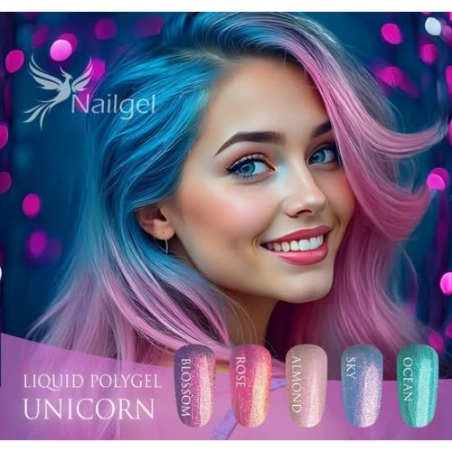 Liquid Polygel Unicorn Collection – 5 pieces in a pump jar, with a free gift: color swatch
