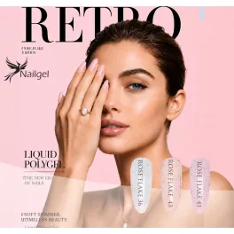   RETRO Liquid Polygel Rose Flake – 3-Piece Collection in a Pump Jar, with Free Daisy Color Display