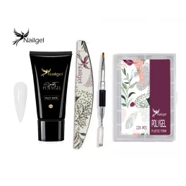Nailgel Polygel set with MILKY WHITE gel and accessories