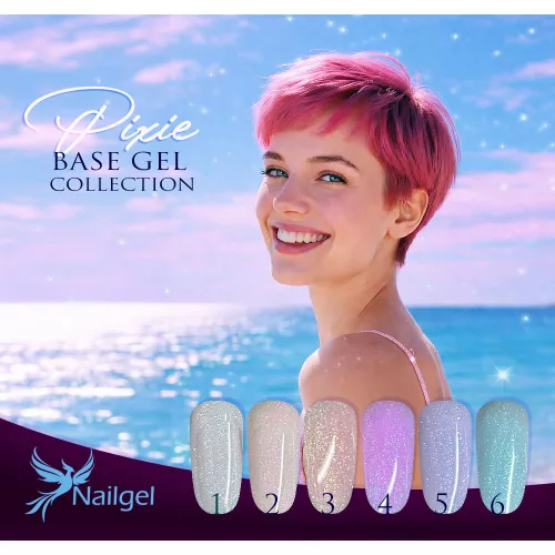 Pixie Base 6-piece Compact Base gel polish collection with a gift daisy
