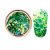 Decorative glitter in vibrant green color, hexagonal, mixed sizes