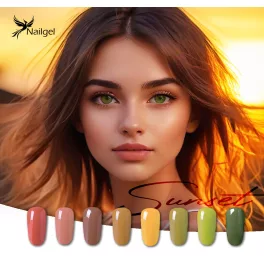   Sunset 8-piece gel polish collection with a gift – daisy sample palette