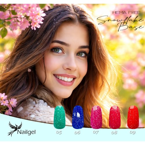 Snowflake Base 5-piece Compact Base Gel Polish Base Collection with Free Daisy Nail Display