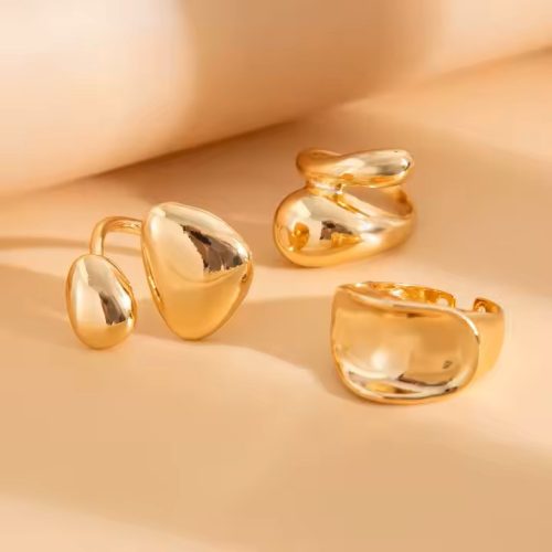 3-piece fashion ring set – in gold color