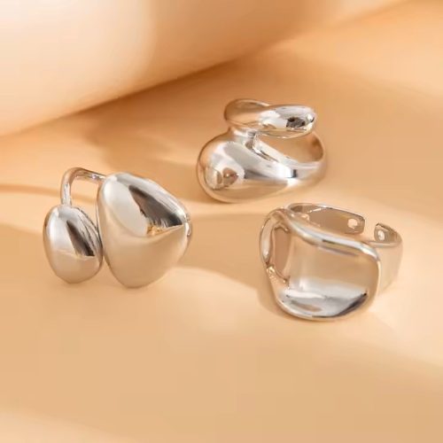 3-piece fashion ring set – in gold color