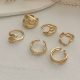 6-piece fashion ring set – in gold color