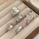 6-piece fashion ring set – in silver color