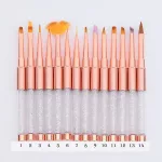Premium Fan Brush, Rosegold, Crystalline Decorated